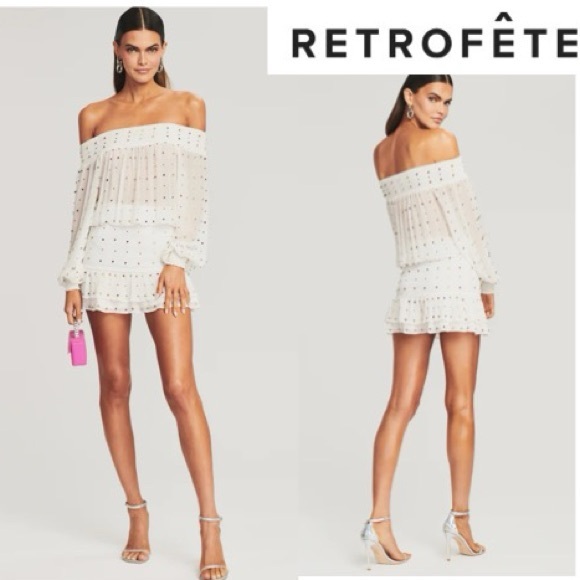Retrofete Dresses & Skirts - TAISHA EMBELLISHED SILK CHIFFON DRESS WITH COLORED RHINESTONES SIZE XXL NWT